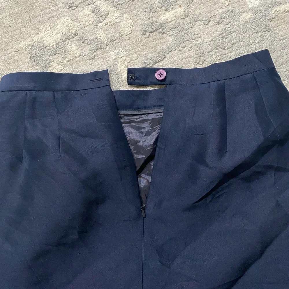 Josephine Chaus Navy Blue Size 10 Skirt With Zipper Pencil Knee Lenght - Picture 5 of 6